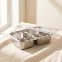 Lunch Box Inox Enfant 2 Compartiments 600ml Sans BPA — Compacte | SunBreeze