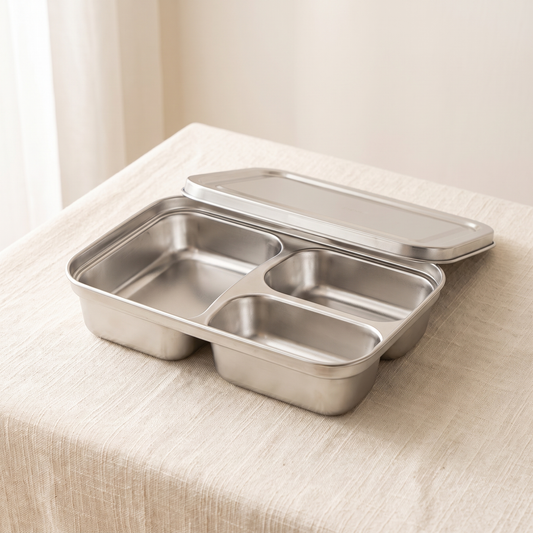 Lunch box inox 3 compartiments 840ml SunBreeze - sans plastique école