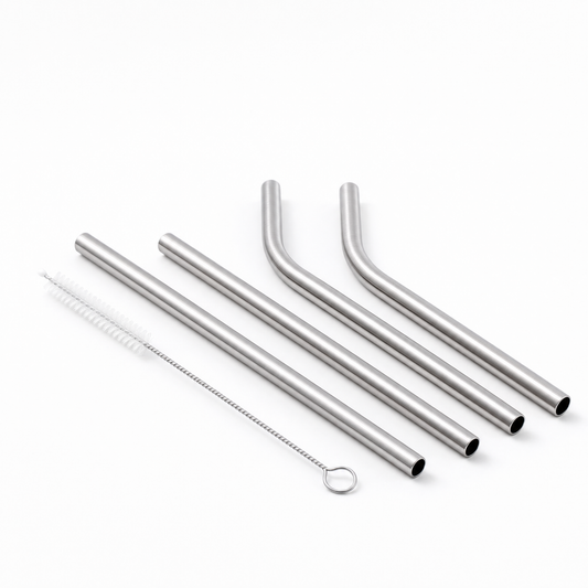 Pailles inox réutilisables enfant set 6 pièces sans BPA SunBreeze